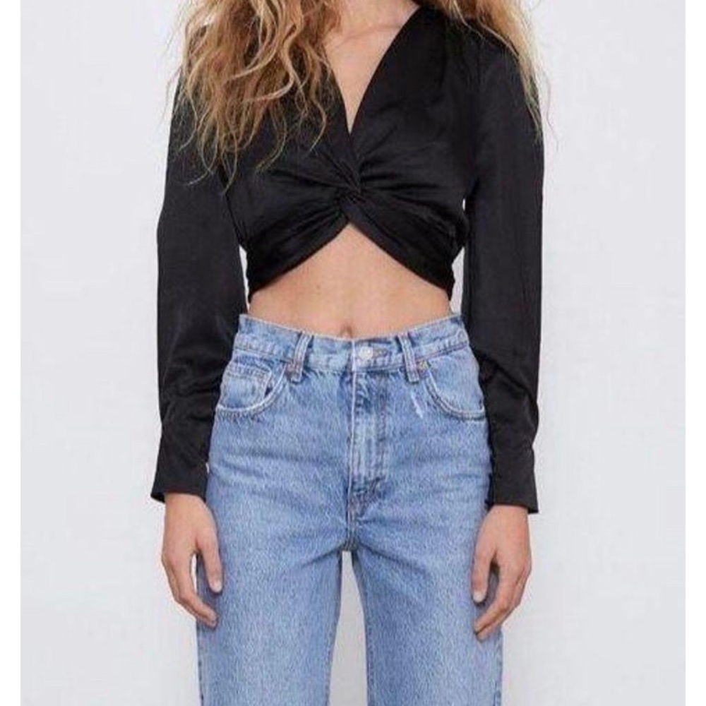 ZARA Knotted Satin Effect Top